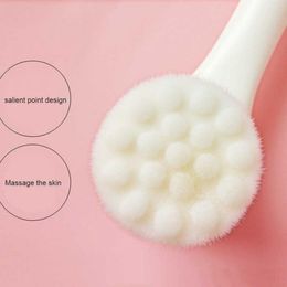 Silicone Facial Wash Cleansing Instrument Manual Cleansing Brush Soft Hair Silicone Double-sided Massage Wash Brush Manual LJJV376