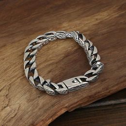 925 Sterling Silver Personalized Chain Bracelet Vintage Punk Heavy Handmade Men Jewelry Armbanden Voor Vrouwen