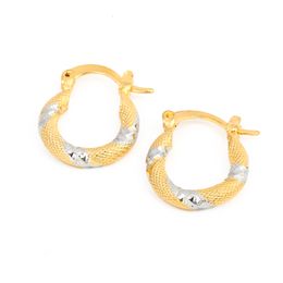 Two Tone Twist Gold Plated Oval Loop Hoop Earrings for Women