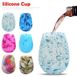 Wholesale Portable Colourful Silicone Food Grade Wine Cup Sports Water Camouflage Beer Cups Outdoor Travel Drinkware Tools