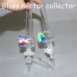 Hookahs Glass Nectar kits with 10mm 14mm quartz tips nectar oil rigs bongs silicone water pipe dab straw pipes