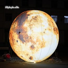 Customized Lighting Inflatable Moon Planet LED Satellite Of The Earth Yellow Super Moon Balloon For Venue Ceiling Decoration