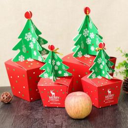 3D DIY Christmas Tree Gift Box with Bell Cookie Food Paper Boxes Merry Christmas Decoration Paper Candy Box Apple Packaging XD22440