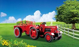 KDW Alloy Truck Models Toys, Retro Farm Tractor with Carriages, 1:18 High Simulation, Party Kid' Birthday Gifts, Collecting, Home Decoration