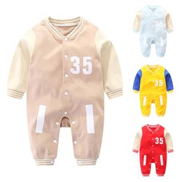 Rompers Children Letter rompers 4 Colours baby boys and girls set bottoming warm jumpsuits cute cotton baby children's clothing baby clothes JY834