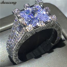 choucong Vintage Court Ring 925 Sterling Silver Clear 3ct 5A cz Engagement Wedding Band Rings For Women Bridal Jewelry Gift