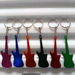 Fast shipping Guitar Shaped Bottle Opener Keychain Metal Key Ring Bottle Opener Can Custom Logo WB70