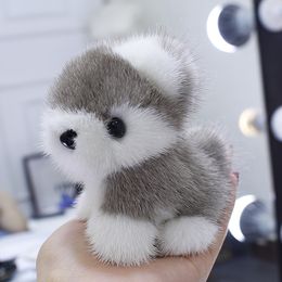 Real Genuine Fur Dog Puppy Toy Pompom Ball Bag Charm Keychain Pendant Kids Toy Gift