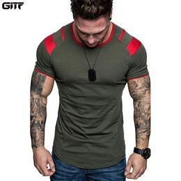 GITF Men Running Breathable t shirt Gym Fitness Workout Training Short sleeve T-shirts Male Jogging Slim Quick dry Tee Tops Man