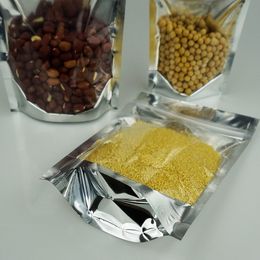 100pcs Stand-Up Aluminum Ziplock reusable bags - 26x38x5cm, Heat Seal, Reclosable, Clear, Mylar Foil Food Storage Pouch