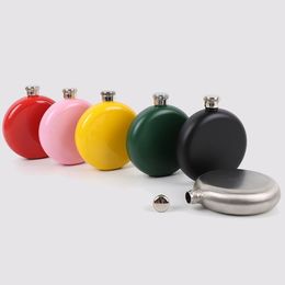 New style stainless steel 5oz Round Flask Colour black /Red/Hot pink/Blue /sliver,Mixed Colour available 20pcs