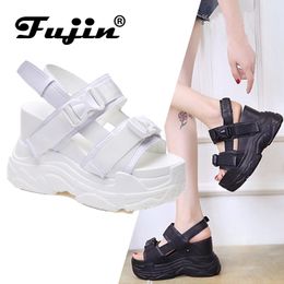 Fujin High Heeled Sandals Female Increased Shoes Thick Bottom Summer 2019 New Women Shoes Wedge with Open Toe Platform Shoes CJ191116