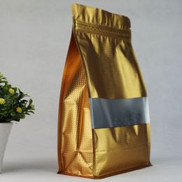 20x30cm Flat Bottom Embossing Bag, 100pcs/lot Stand Up Pouch Zip Reusable, Matte Gold Mylar Foil Plastic Zip Doypack,Herbal Medicine Package