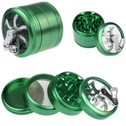 Wholesale 40mm/50mm/55mm/63mm Metal hand crank grinder Sharpstone herb grinder metal herbal Sharp stone smoking Grinder