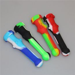 Colourful Smoking Silicone Nectar pipe Kit With 14mm Titanium Tip Nail Silicon Caps Oil Rigs Concentrate Silicone Dab Straw Pipes