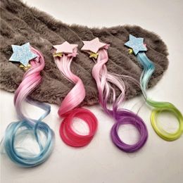 Hair Extensions Curly Wig for Kids Girls Princess Stars Head Hair Bows Clips Bobby Pins Hairpin Barrette Hair Accessories 50pcs 0203