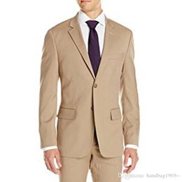 High Quality Two Buttons Groom Tuxedos Groomsmen Notch Lapel Best Man Blazer Mens Wedding Suits (Jacket+Pants+Tie) D:35