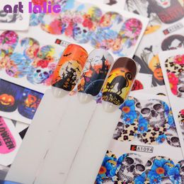 48Pcs/Set DIY Halloween Ghost Pumpkin Castle Skull Nail Art Water Transfer Sticker Manicure Decor Tools Christmas Watermark Stickers