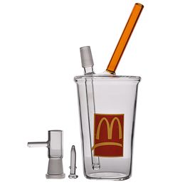 Mini Becher Bong McDonald Cup Bubbler Wasser Bongs Dicke Glasbongs Wasserleitungen Öl Rigs Schatten mit 14 mm 8,1 Zoll