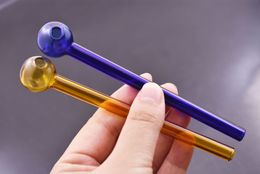 Colorful 13cm glass Oil Burner Thick Glass oil Tube pipe Glass Puff Cheap Great Pyrex Oil Nail Somking Pipes