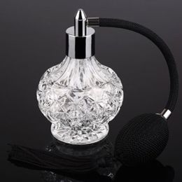 NEW FASHION 80ml Clear Crystal Vintage Perfume Bottle Silver Long Spray Tassels Parfume Atomizer Pump Refillable Glass Bottles