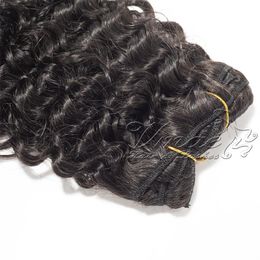 VMAE Peruvian Hair Cuticle Aligned Natural Black Full Head Virgin 120g 140g 160g Customer Customised Kinky Curly Clip In Hair Extension