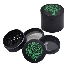 DHL Free 50MM 4 layers Tree Pattern Tobacco Grinders Smoking Metal Grinders Zicn alloy Cheap pepper grinders Vaporizer CNC Teeth Philtre