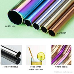 215*6 cm 304 Stainless Steel Straw Reusable Metal Drinking Straw for Party Bar Accessories Bent Straight Straws Free Shipping