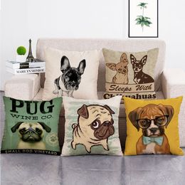 dog pillow case covers UK - lovely Pillow Case Dog Printing Cushion Cover Square Linen Pillowcase Throw Pillow Cover for Chair Car Sofa office Home Decorative