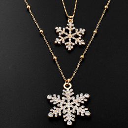Statement Necklaces Long Design Wedding Jewelry for Women Double Layer Snowflake Pendants Necklaces