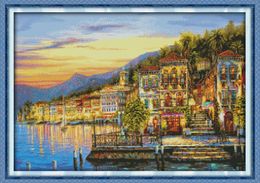 The streetlights scenery decor painting ,Handmade Cross Stitch Embroidery Needlework sets counted print on canvas DMC 14CT /11CT