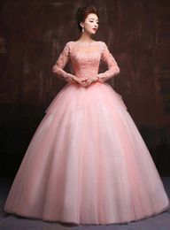 2019 New Appliques Lace Long Sleeve Ball Gown Quinceanera Dresses Plus Size Sweet 16 Dresses Debutante 15 Year Formal Party Dress BQ201