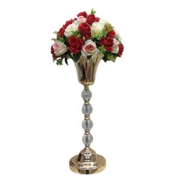 Vases Crystal Road Lead Europe Brief Wedding Tabletop Flower Vase Pillar Pot Party Centerpiece For Home Decoration