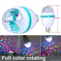 3W E27 RGB Bulb lighting Full Colour LED Crystal Stage Light Auto Rotating Stage Effect DJ lamp mini Stage Light