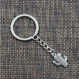 20pcs/lot Key Ring Keychain Jewellery Silver Plated Desert Cactus Flower Charms 20x15mm