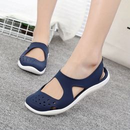 Summer Women Sandals Soft Flat Slip On Female Casual Jelly Shoes Girl Sandals Hollow Out Mesh Flats Fashion Beach Footwear New