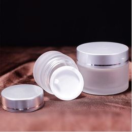 Refillable 15g frosted glass jars, 15ml frost cream jars skin care cream bottles, 0.5oz cosmetic packaging containers