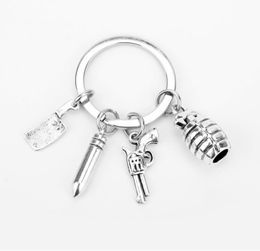 New Fashion Jewellery The Walking Dead Keychain Creative Bullet Pistol Grenade Keychain Chain Pendant Knife Jewellery Diy Handmade 399
