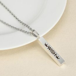 Fashion Stainless Steel Silver Crown Pendant Engravable Stereo Stick Pendant Necklace for Teens Women Necklace Jewellery