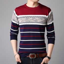 New Pullover Men Clothing Autumn Winter Wool Slim Fit Sweater Casual Striped Pull Jumper Top Clothes Dropshipping