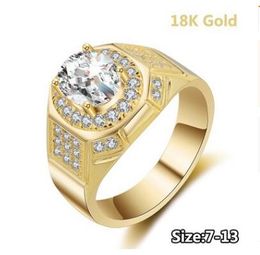 WholesaleNew Man 18K Gold Plated Ring Top Quality Crystal Twist Classical Cubic Wedding Rings For Women 2ct White Zirconia ring Dropshipping