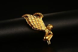 Fashion-Classic Vintage Angel Wings Pendant Necklaces Men /Woman 316L Stainless Steel Feather Gold Sliver Pendants Necklace