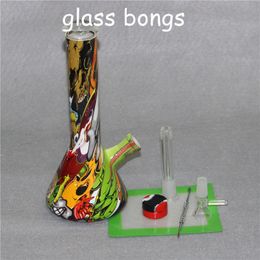 glass beaker water pipes hookahs glassbongs ice catcher 5mm thickness for smoking 10.5" bong+ bowl dabber tool silicone mat jar