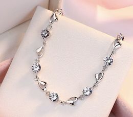Fashion- sterling silver bracelet simple personality Mori heart-shaped sweet ladies bracelet