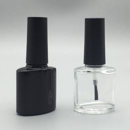 10ML Empty Glass Nail Polish Oil Bottles Clear Black With Black Brush Cap Glass Bottles For Glue Fast Shipping F2742