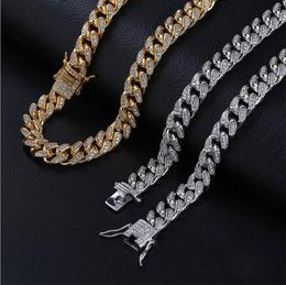 10MM Hip-hop Miami Cuban Chain Stereo Micro-inlaid Zircon Men's Big Gold Necklace 18inch 22inch