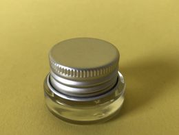 360 x Travel 3G Mini glass skin eye cream make up jar with aluminum lid white pe pad 3CC cosmetic container packaging glass jar SN2751
