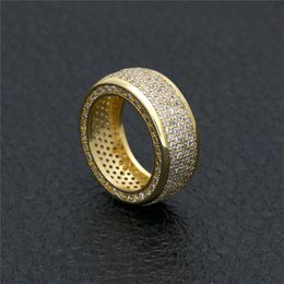 Hot Trendy New Gold Silver Colour Plated Micro Paved CZ Zircon Hip Hop Finger Ring for Men Women