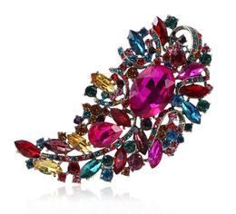 4.4 Inch Luxury Brooch Big Clear Crystals Rhinestone Wedding Bridal Pins Brooches New Arrival High Quality Stunning Diamante Women