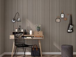 Wholesale- Plain dark Grey vertical striped wallpaper waterproof PVC solid Colour wallpaper Engineering clothing papel de parede para quarto